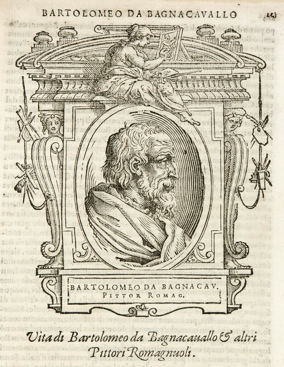 Milan, Biblioteca Braidense, Vite de piv excellent, Giorgio Vasari 1568, Bartolomeo Ramenghi genannt Bagnacavallo von Giorgio Vasari