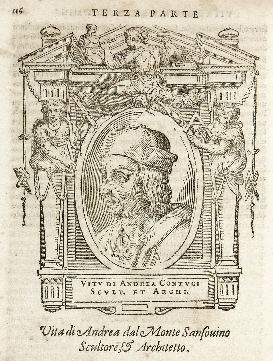 Milan, Braidense Library, Vite de piv excellent, Giorgio Vasari 1568, Andrea Contucci von Giorgio Vasari