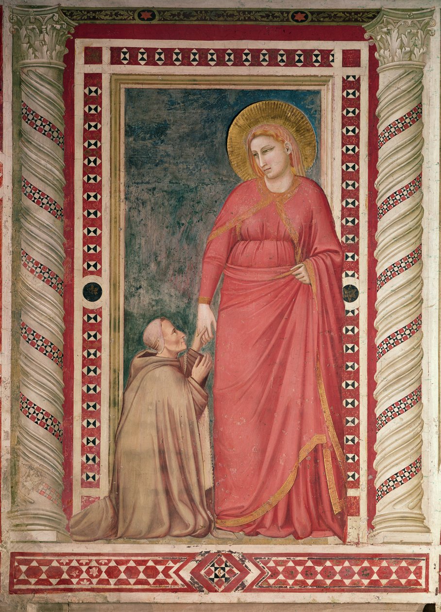 Bischof Pontano kniet vor der Heiligen Maria Magdalena, Magdalenenkapelle, ca. 1320 von Giotto di Bondone