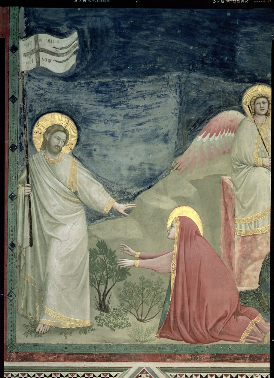 Noli me Tangere, (Detail) Christus und Maria Magdalena, ca. 1305 von Giotto di Bondone