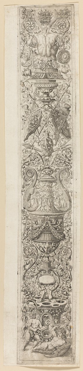 Zwei Kinder mit Helmen, Tafel drei von Zwölf Ornamenttafeln von Giovan Pietro Birago