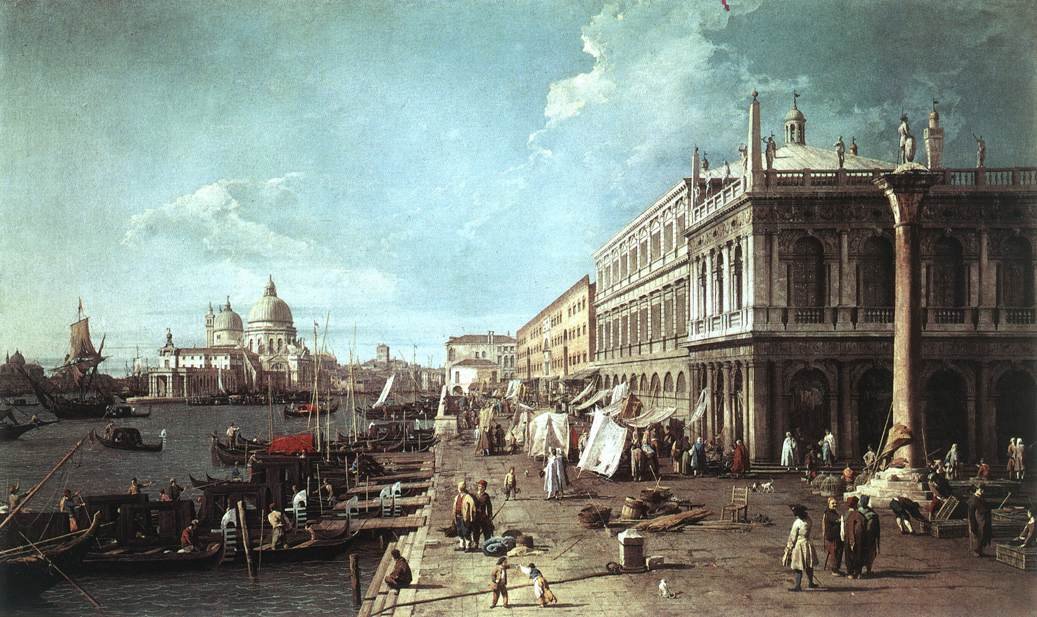 Der Molo mit der Bibliothek und dem Eingang zum Canal Grande von Giovanni Antonio Canal
