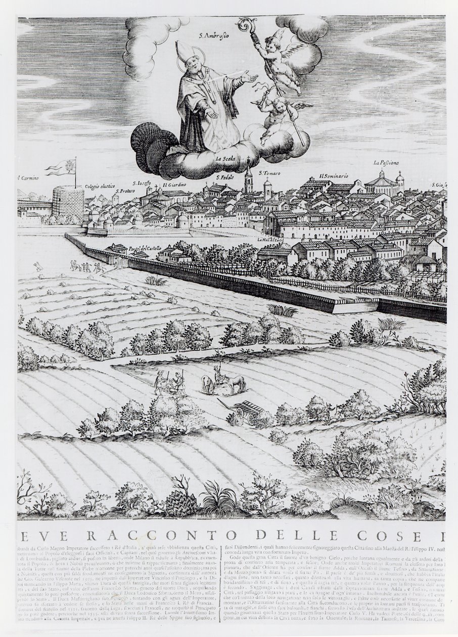 Ein Abschnitt einer Karte von Mailand, 1640 von Giovanni Battista Bonacina