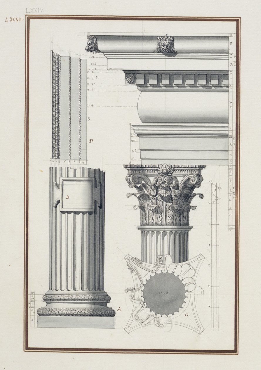 Details einer Kompositordnung, ca. 1750 von Giovanni Battista Borra
