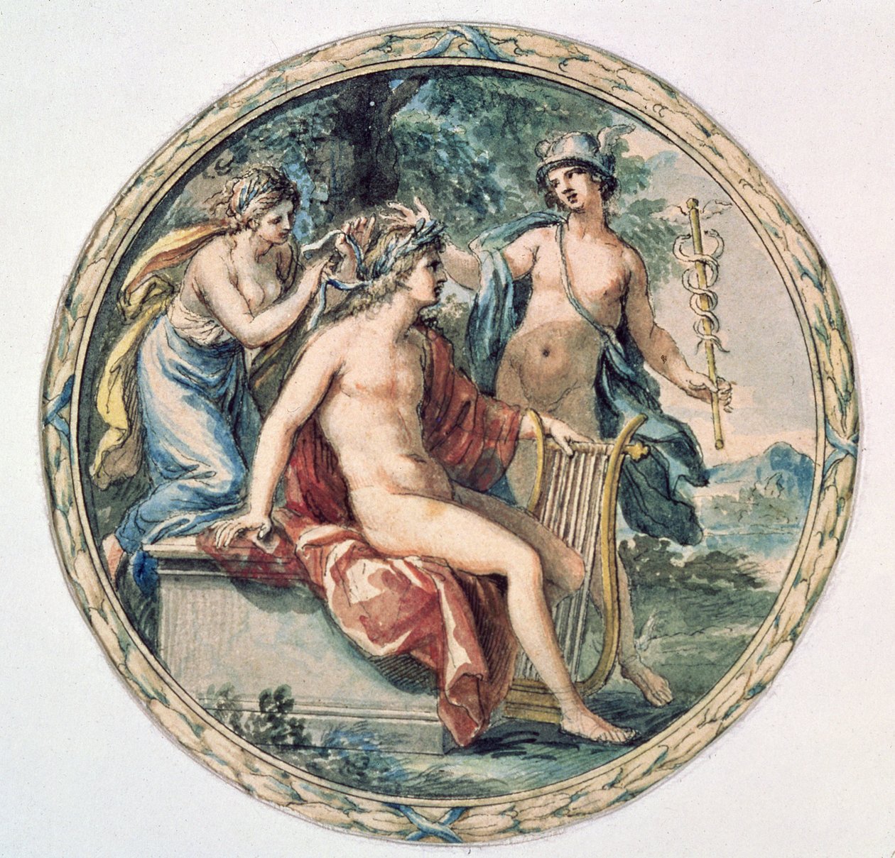 Apollo mit seiner Leier, Merkur und eine Muse von Giovanni Battista Cipriani