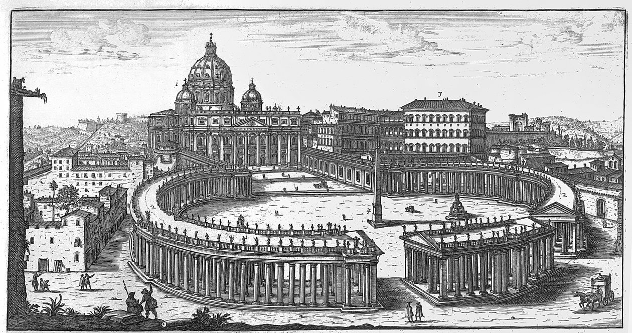 Berninis ursprünglicher Plan für den Petersplatz, Rom von Giovanni Battista Falda