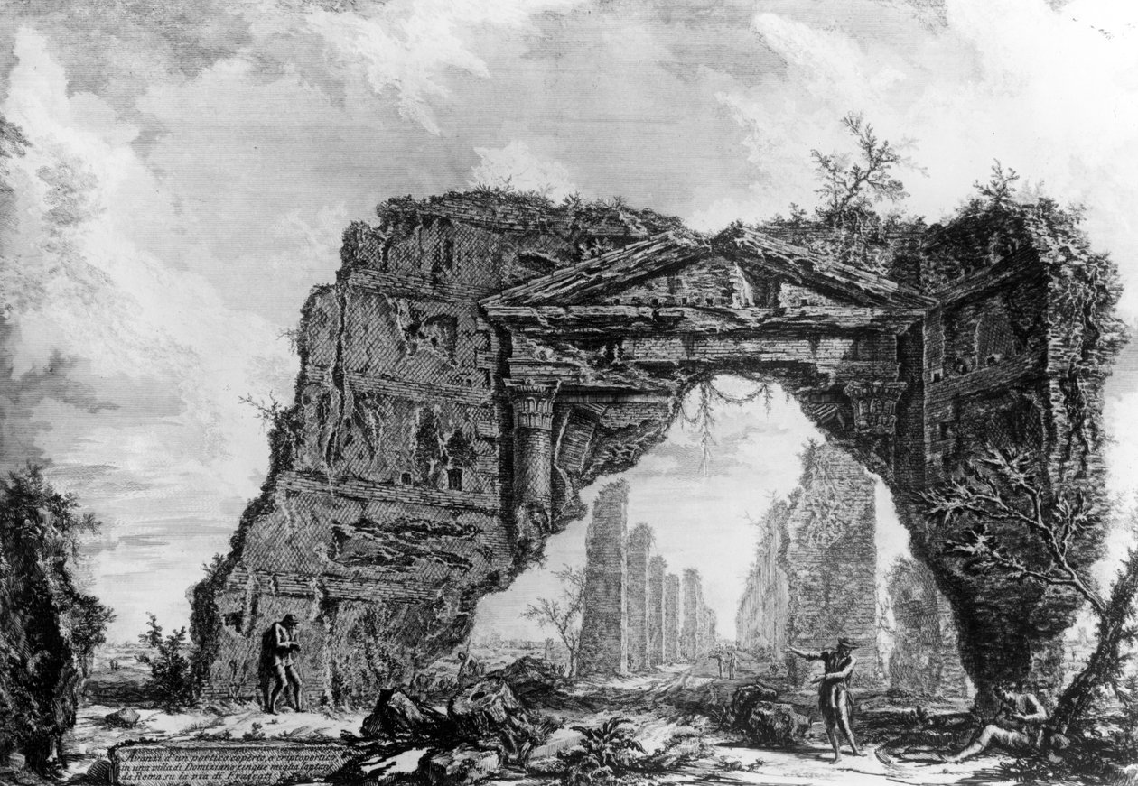 Ansicht des zerstörten Portikus der Villa dei Sette Bassi, aus der Serie 