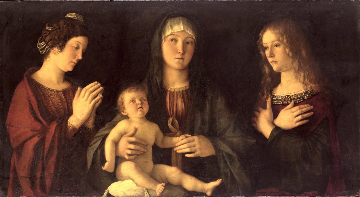 Madonna und Kind mit St. Maria Magdalena und St. Katharina von Giovanni Bellini