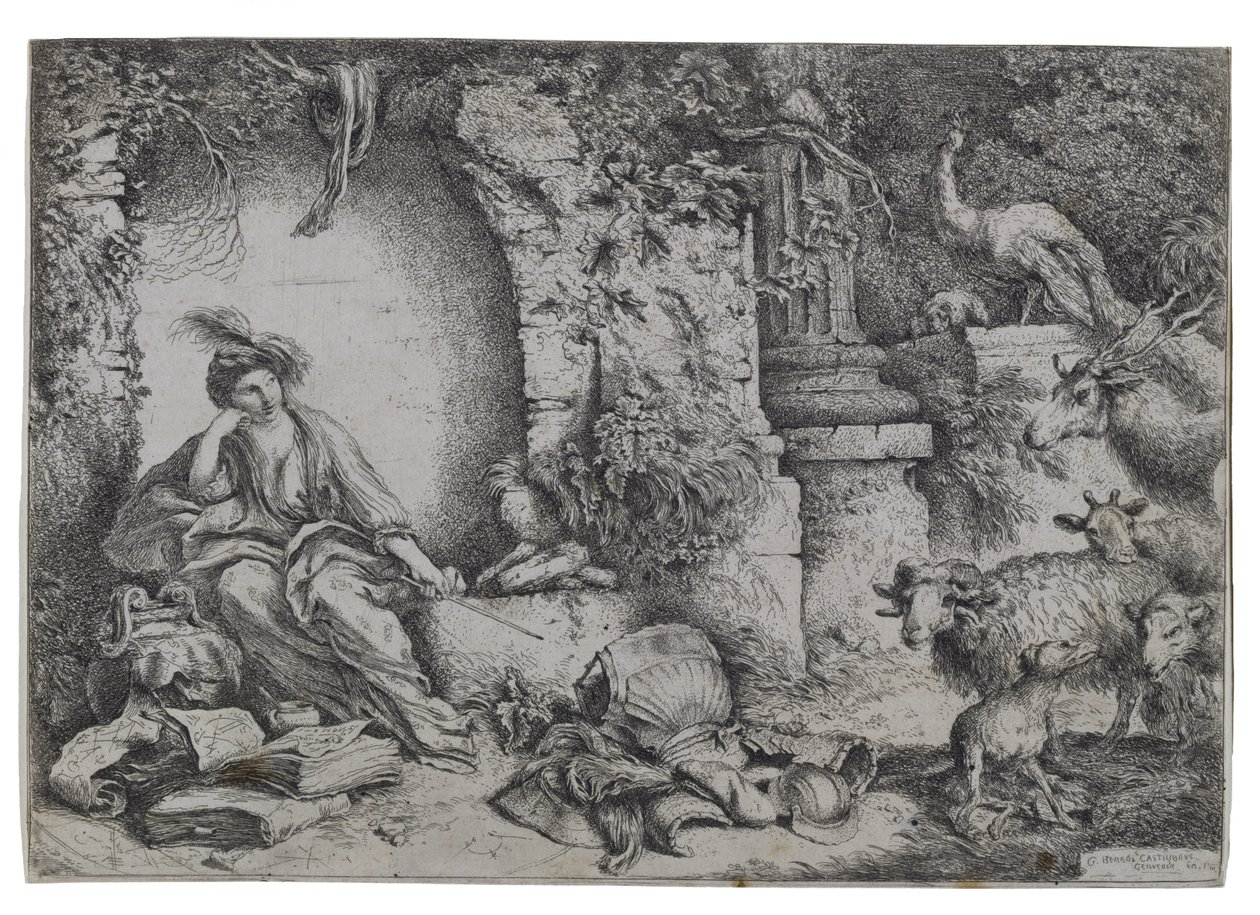 Circe verwandelt die Männer des Odysseus in Tiere, frühe 1650er von Giovanni Benedetto Castiglione