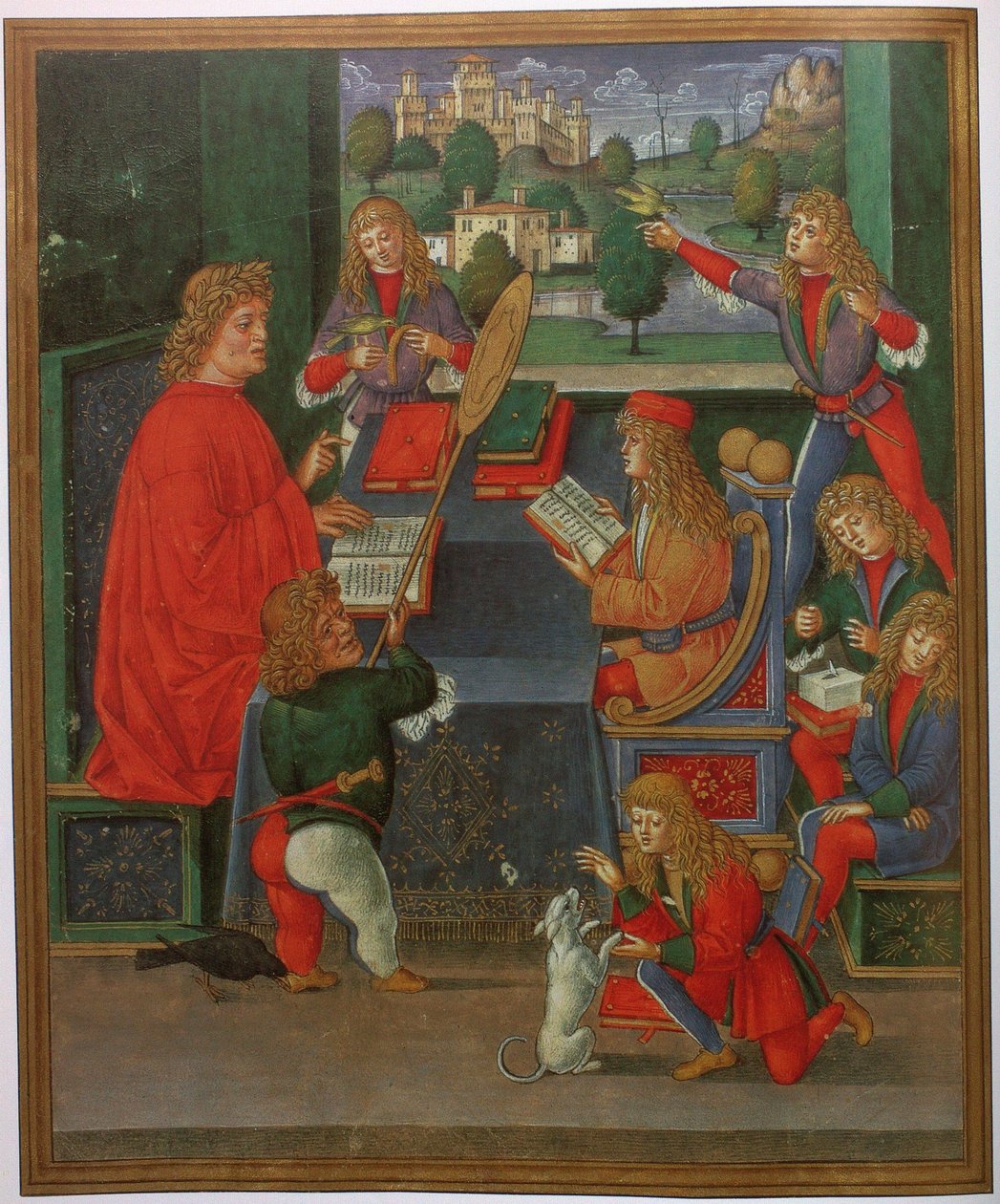 Massimiliano Sforza als Schüler mit seinem Lehrer Gian Antonio Secco von Giovanni Pietro da Birago