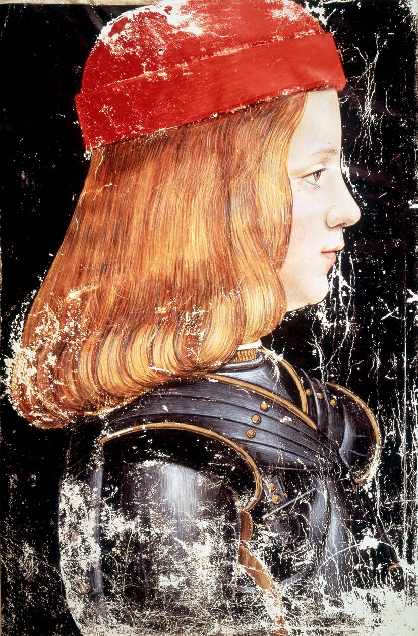 Porträt von Maximilian Sforza (1490 - 1530). Miniatur von Giovanni Ambrogio De Predis (ca. 1455 - 1508) von Giovanni Ambrogio de Predis