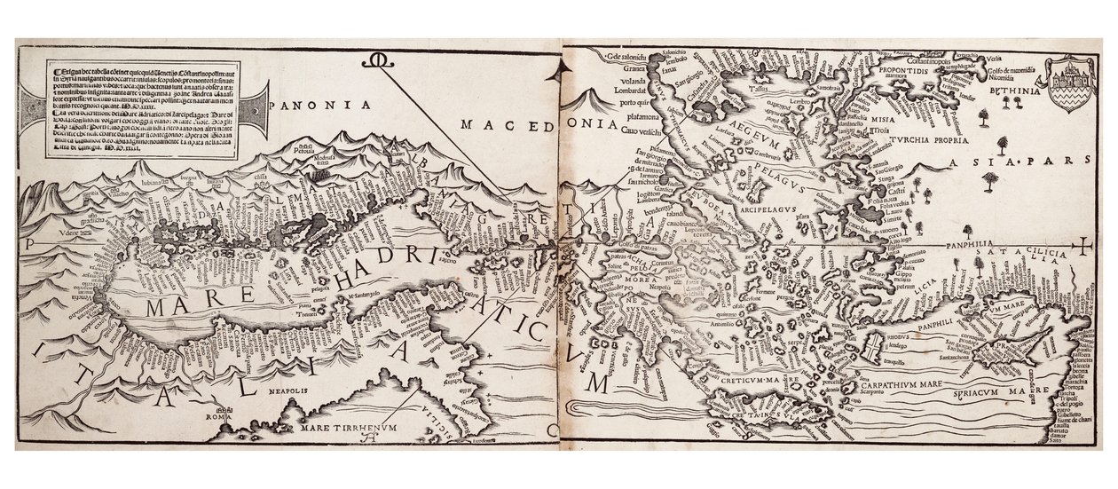 Vavassore-Karte des Mittelmeers, vermutlich die älteste erhaltene gedruckte Karte von Giovanni Andrea Vavassore
