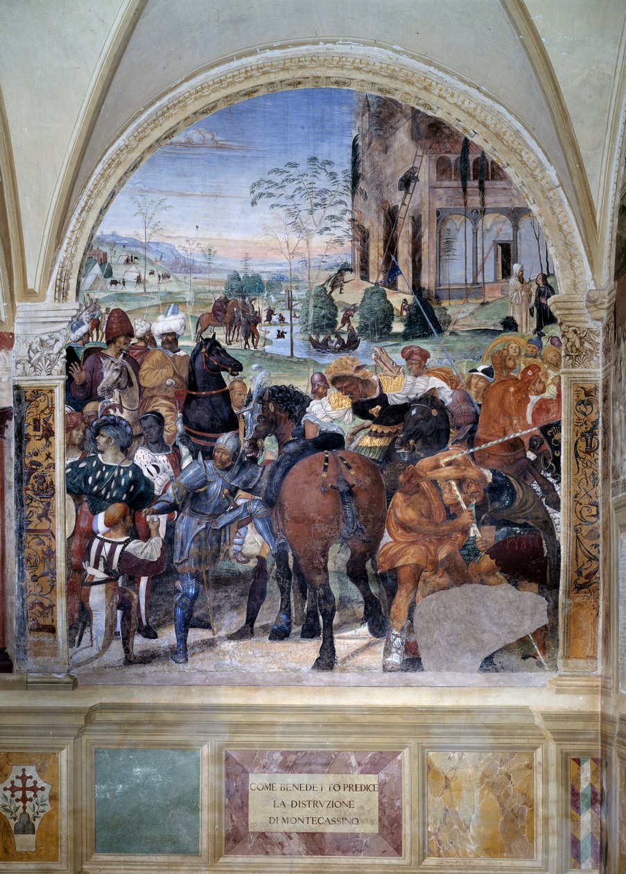 Wie Benedikt die Zerstörung von Monte Cassino vorhersagt (Detail) von Giovanni Antonio Bazzi Sodoma