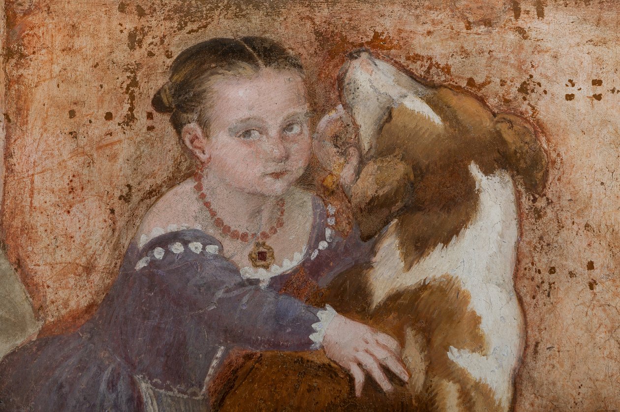 Kleines Mädchen und Hund (Detail) von Giovanni Antonio Fasolo