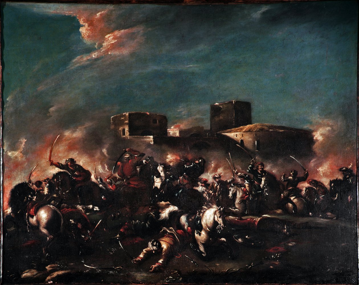 Schlacht Gemälde von Giovanni Antonio Guardi (1699-1760) 18. Jahrhundert Venedig, Museo Correr von Giovanni Antonio Guardi