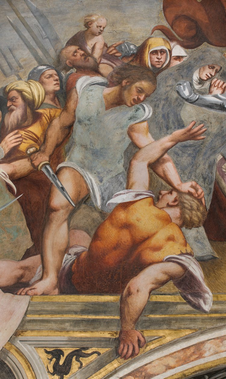 Zentrales Kirchenschiff, erster südlicher Spann, Christus ans Kreuz genagelt, Der Pordenone von Giovanni Antonio Pordenone