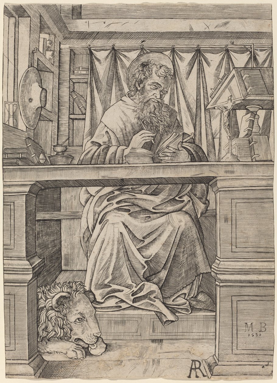 Heiliger Hieronymus in seinem Studierzimmer von Giovanni Antonio da Brescia