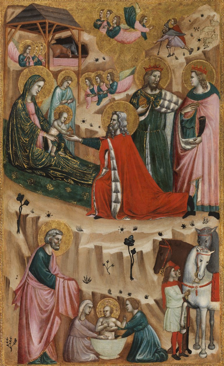 Geburt Christi und die Anbetung der Heiligen Drei Könige, 1325-50 von Giovanni Baronzio da Rimini