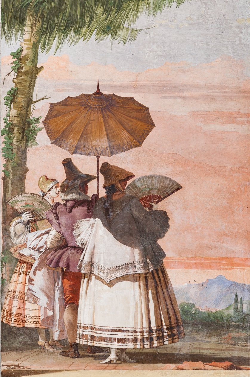 Gästeunterkunft, Raum der falschen gotischen Architekturen: Ein Sommerausflug von Giovanni Battista Tiepolo