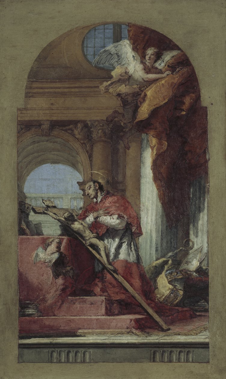 Heiliger Karl Borromäus meditiert über das Kreuz von Giovanni Battista Tiepolo