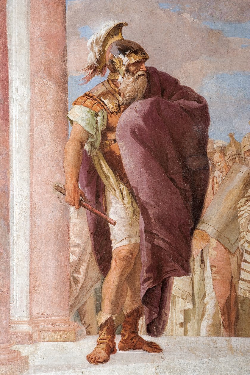 Detail von Agamemnon, aus Minerva, die Achilles daran hindert, Agamemnon zu töten, aus dem Raum der Ilias in der Palazzina von Giovanni Battista Tiepolo