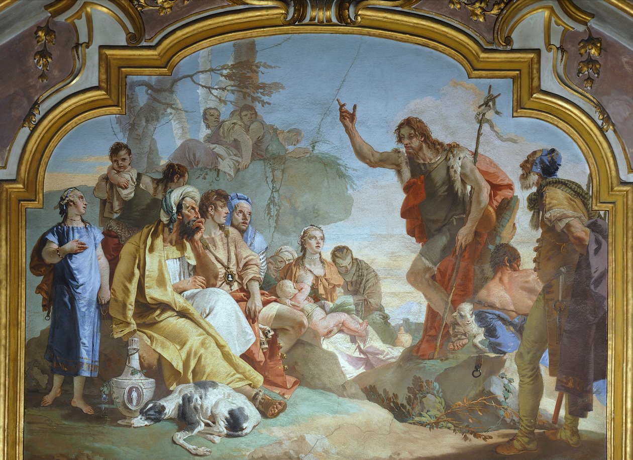 Italien, Bergamo, Colleoni-Kapelle, St. Johannes der Täufer predigt der Menge von Giovanni Battista Tiepolo