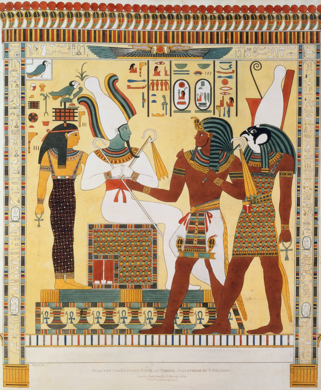 Wandgemälde aus den Königsgräbern von Theben, entdeckt von G. Belzoni, Tafel 19 aus Plates Illustrative of the Researches in Egypt and Nubia von Giovanni Battista Belzoni