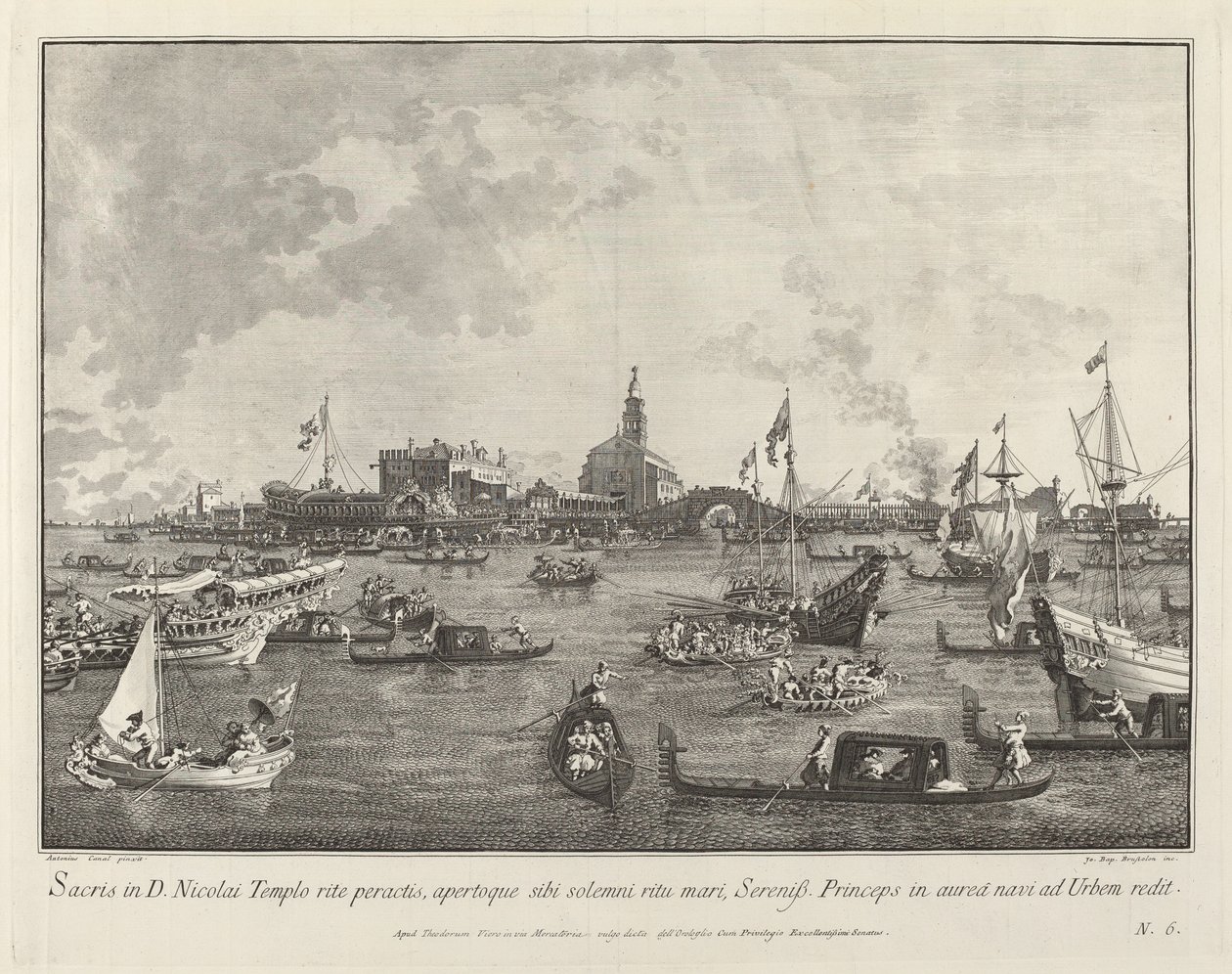 Der Doge im Bucintoro verlässt San Nicolò di Lido, 1763-1766 von Giovanni Battista Brostoloni