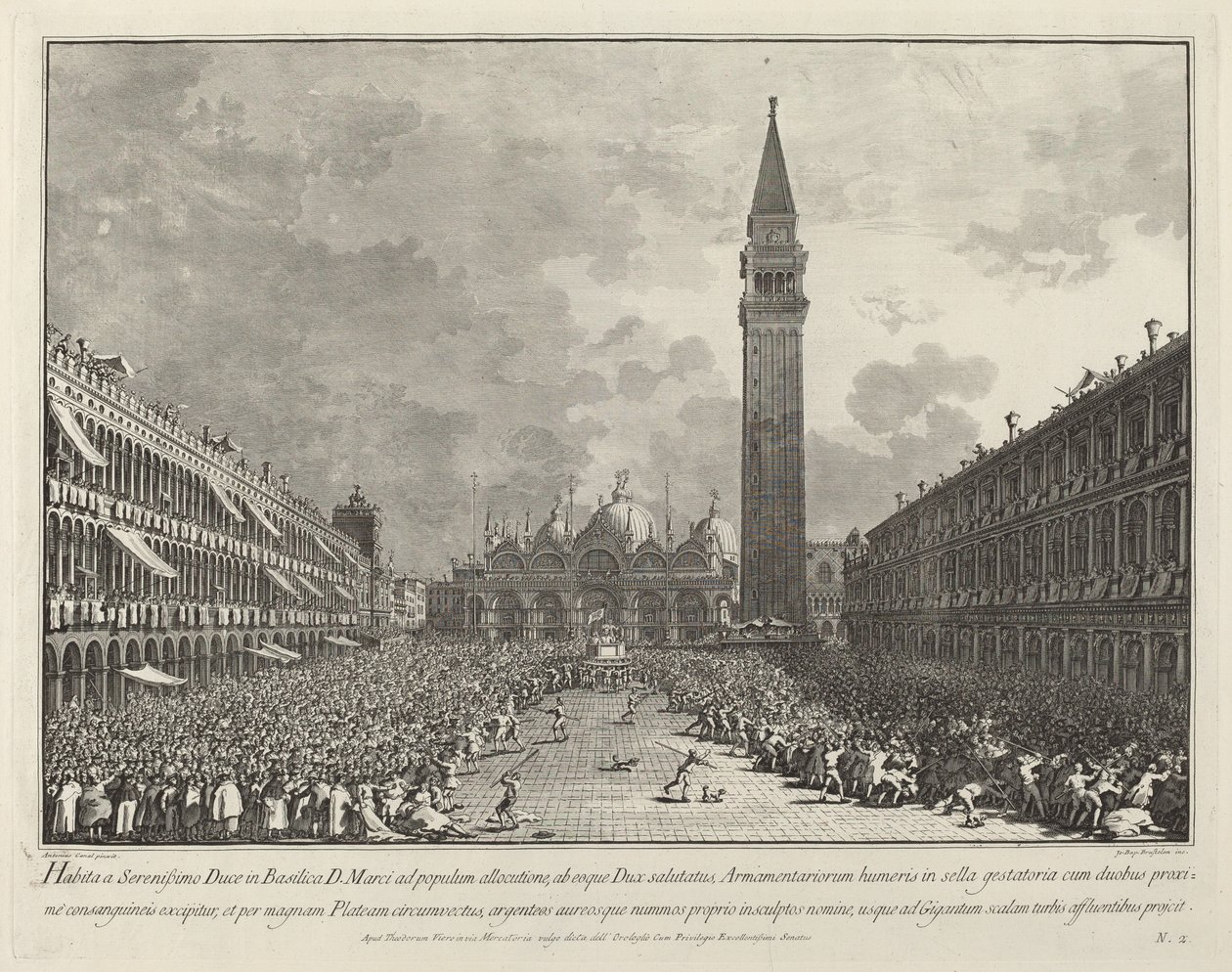 Der Doge wird über den Piazza San Marco getragen von Giovanni Battista Brustolon after Canaletto