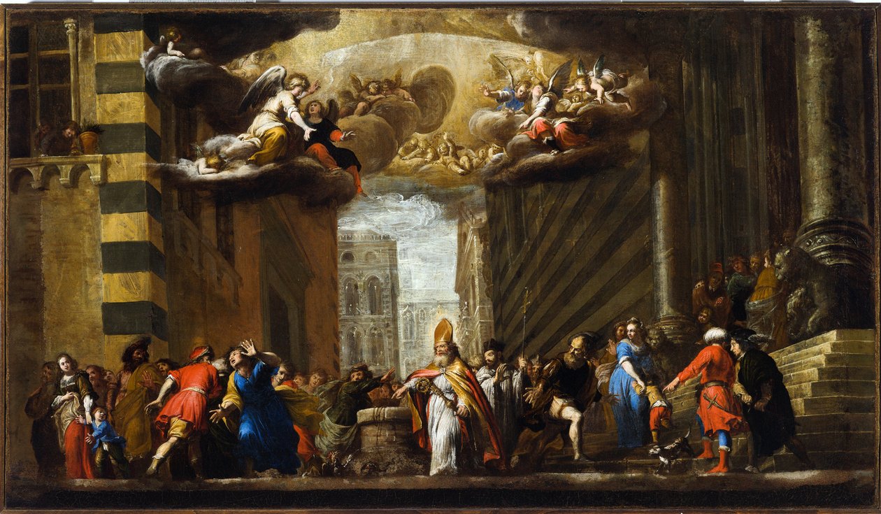 San Siro besiegt den Basilisken, Skizze für die Kirche San Siro in Genua, ca. 1683 von Giovanni Battista Carlone