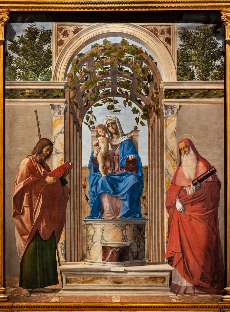 Thronende Madonna mit Jesuskind zwischen den Heiligen Jakobus und Hieronymus von Giovanni Battista Cima da Conegliano