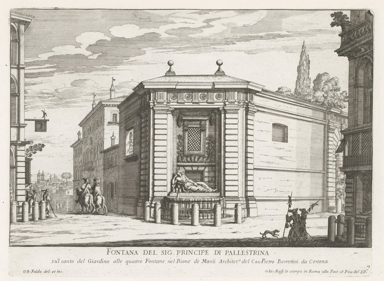 Dianafontein van de Quattro Fontane te Rome von Giovanni Battista Falda