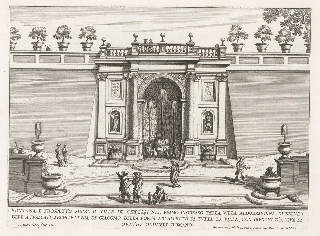 Brunnen in den Gärten der Villa Aldobrandini in Frascati von Giovanni Battista Falda