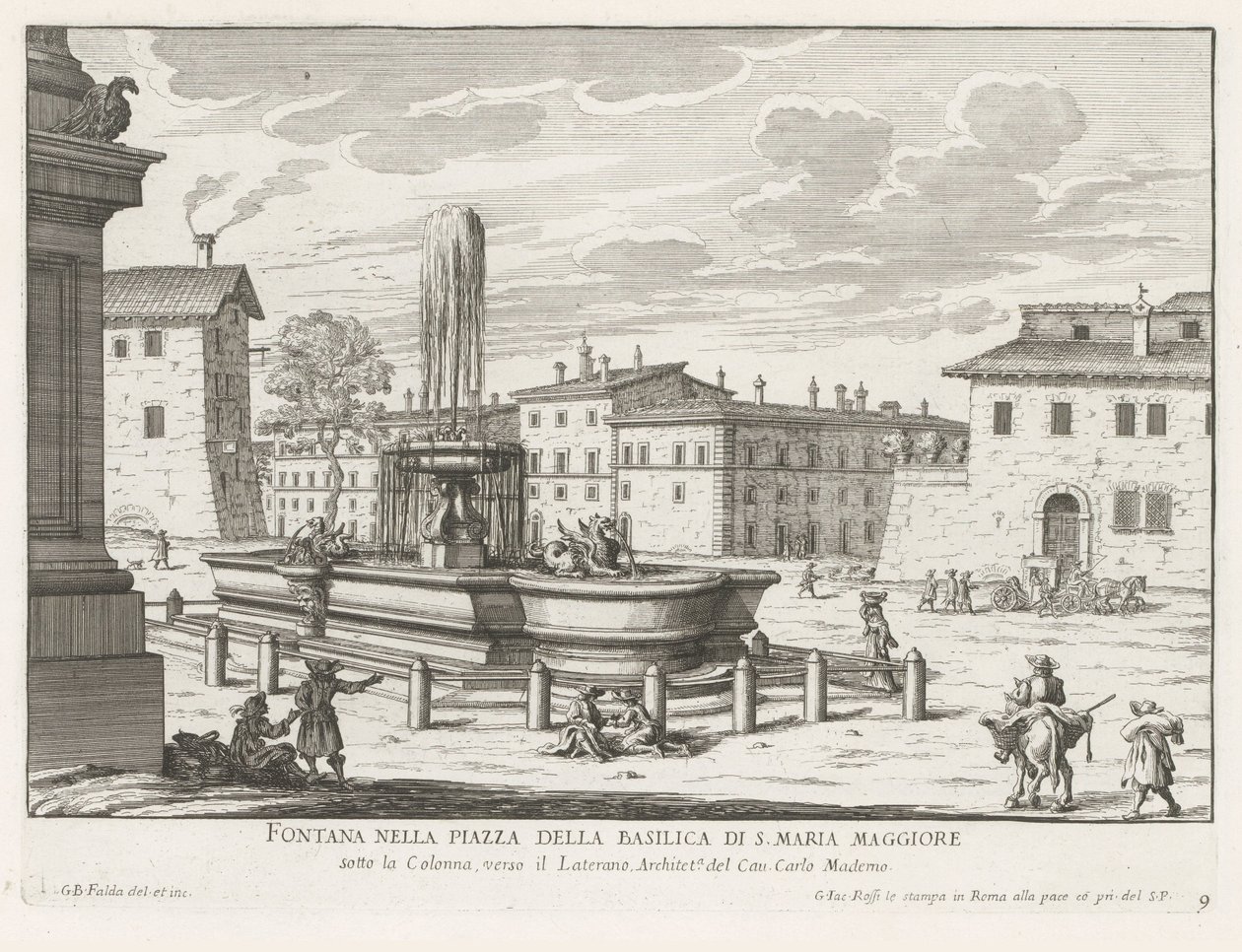 Brunnen auf der Piazza di Santa Maria Maggiore in Rom von Giovanni Battista Falda
