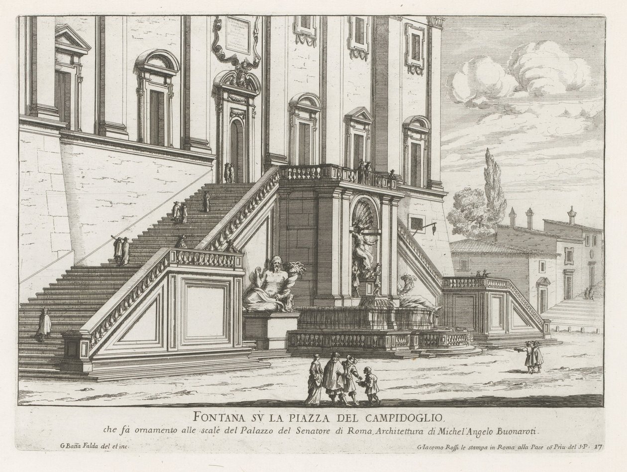 Brunnen vor dem Palazzo Senatorio auf dem Kapitol in Rom von Giovanni Battista Falda