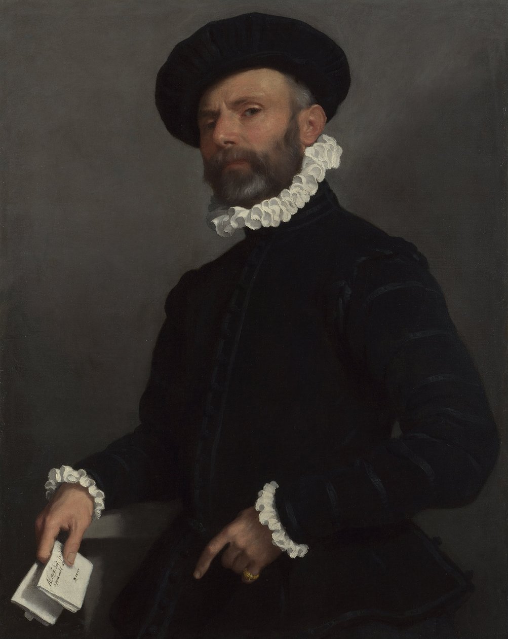 Porträt eines Mannes mit einem Brief von Giovanni Battista Moroni