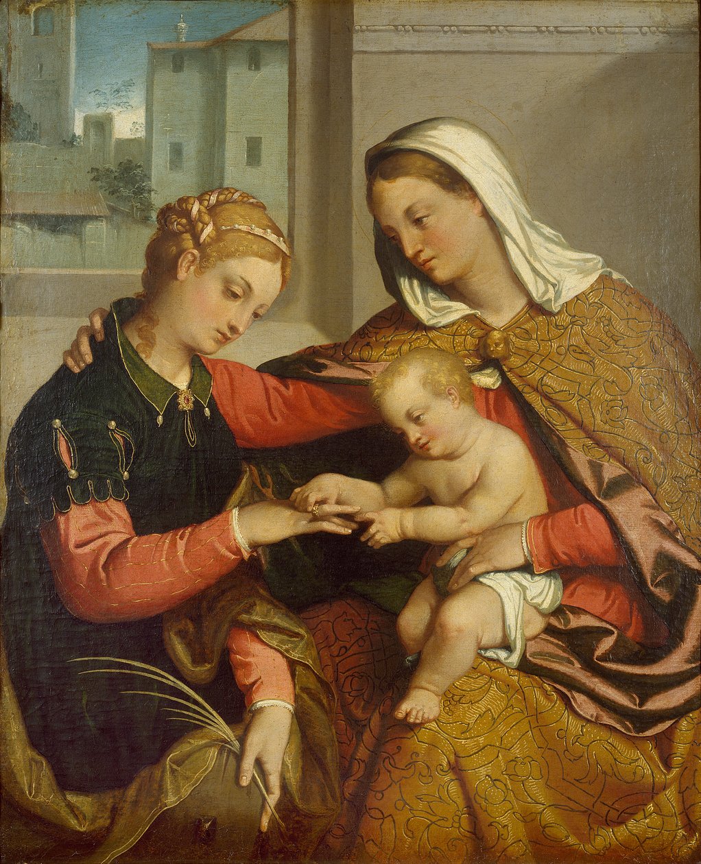 Die mystische Hochzeit der Heiligen Katharina, ca. 1550 von Giovanni Battista Moroni