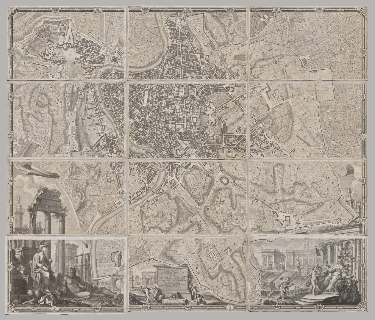 Neue Karte von Rom, herausgegeben von Giambattista Nolli im Jahr 1748, bekannt als La Pianta Grande di Roma von Giovanni Battista Nolli
