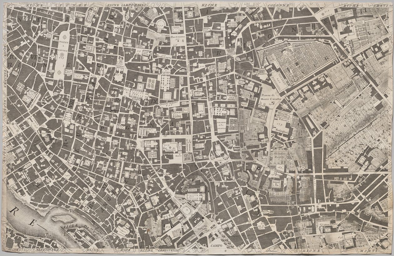 Neue Karte von Rom, herausgegeben von Giambattista Nolli im Jahr 1748, bekannt als La Pianta Grande di Roma von Giovanni Battista Nolli
