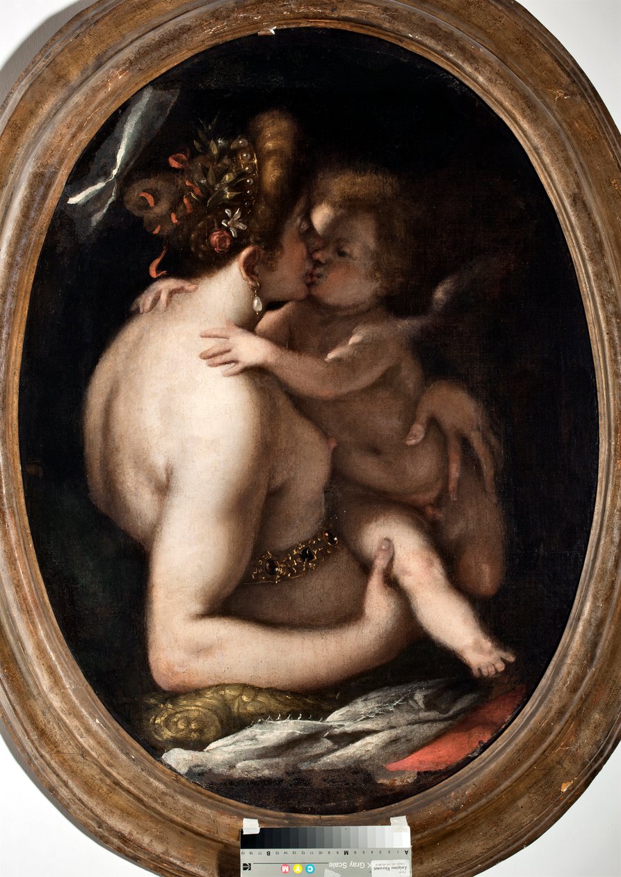 Venus und Amor. Gemälde von Giovanni Battista Paggi (1554-1627). Genua, Musei di Strada Nuova, Inv. Nr. PB 1409 von Giovanni Battista Paggi