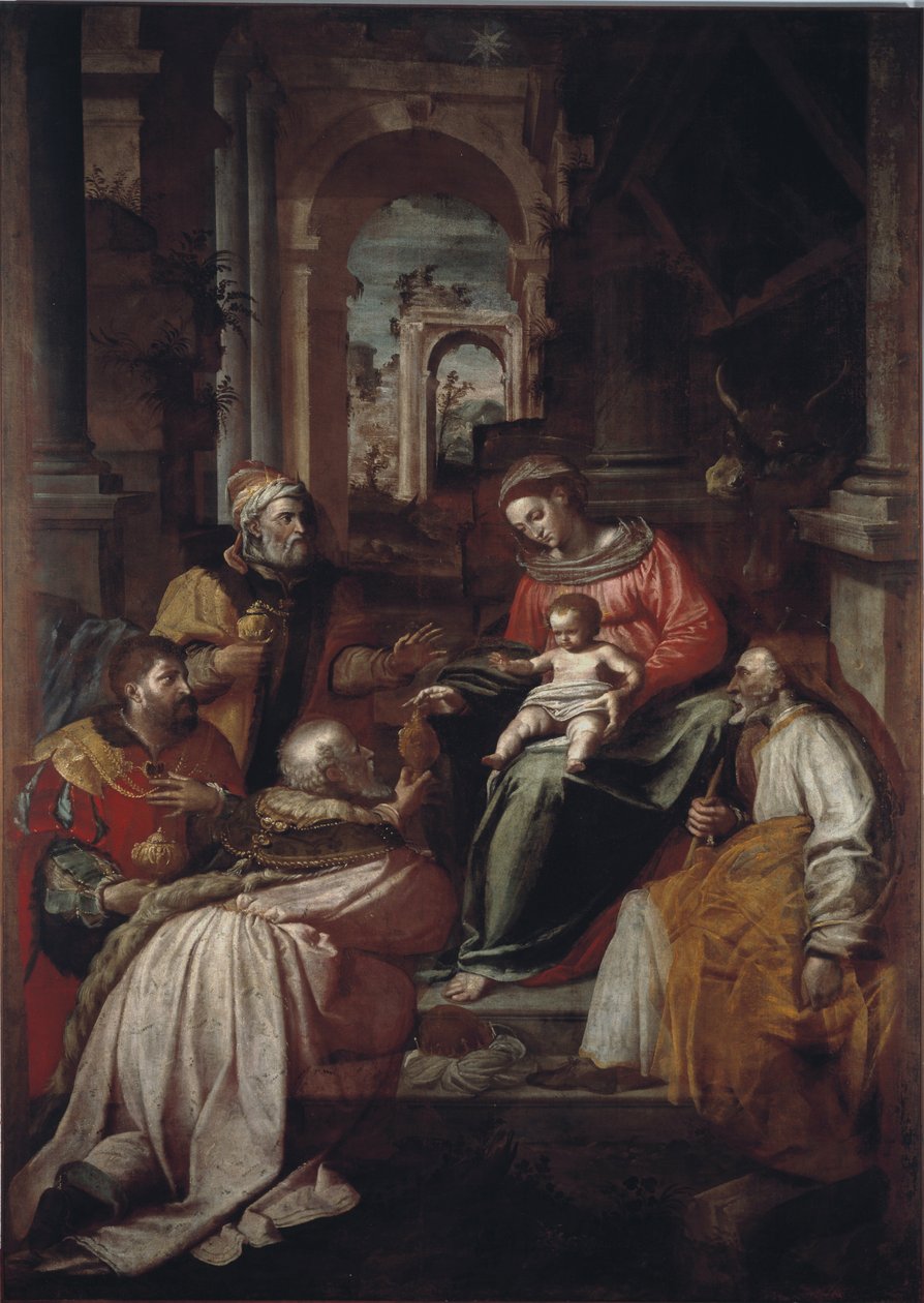 Anbetung der Könige (Giovanni Battista Perolli, 1567, Genua, Museo Diocesano) von Giovanni Battista Perolli