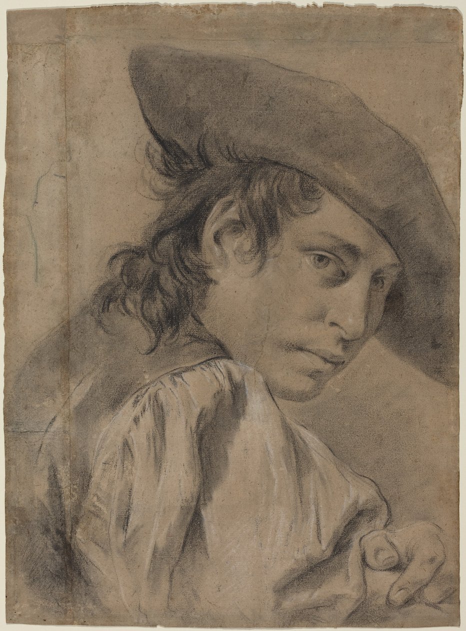 Ein junger Mann mit breitem Hut von Giovanni Battista Piazzetta