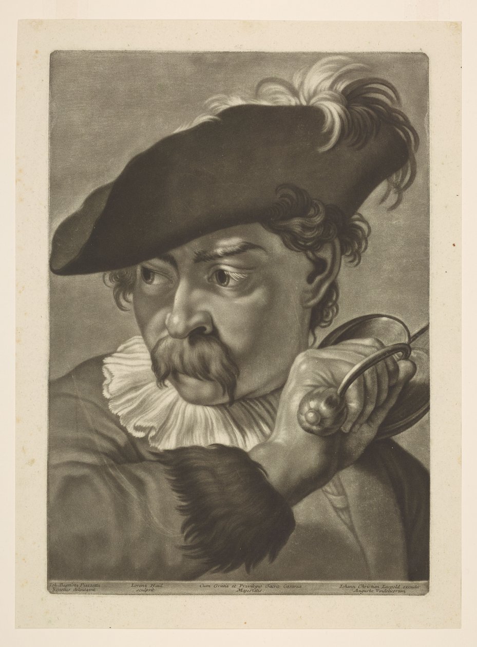 Mann mit Federhut von Giovanni Battista Piazzetta