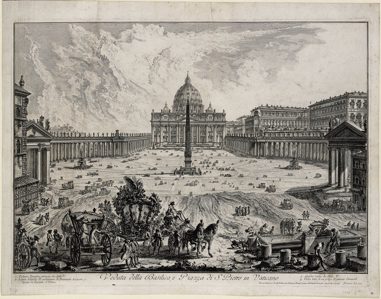 Ansicht der Basilika und des Platzes von San Pietro im Vatikan (aus: Vedute di Roma) von Giovanni Battista Piranesi