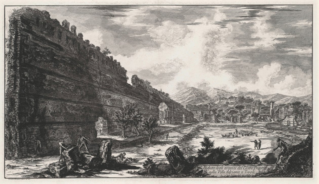 Ansicht der Überreste des Castro Pretorio in der Villa Hadrians in Tivoli von Giovanni Battista Piranesi