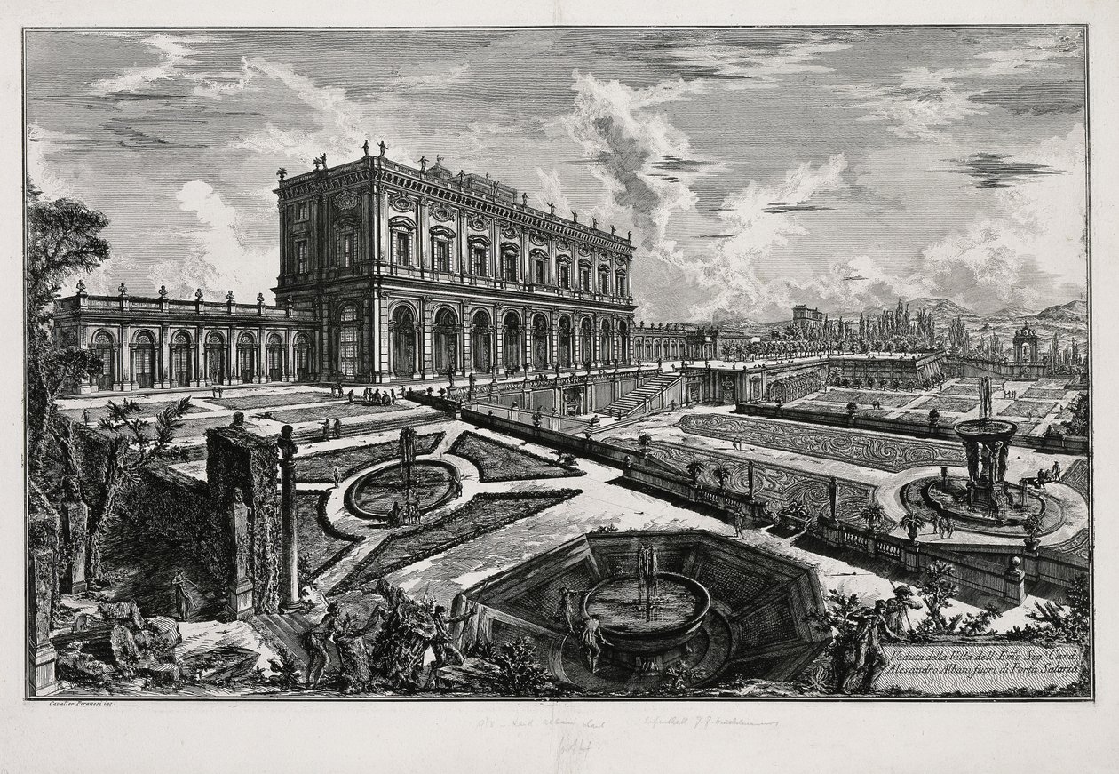 Ansicht der Villa Albani vor der Porta Salaria (aus: Vedute di Roma) von Giovanni Battista Piranesi