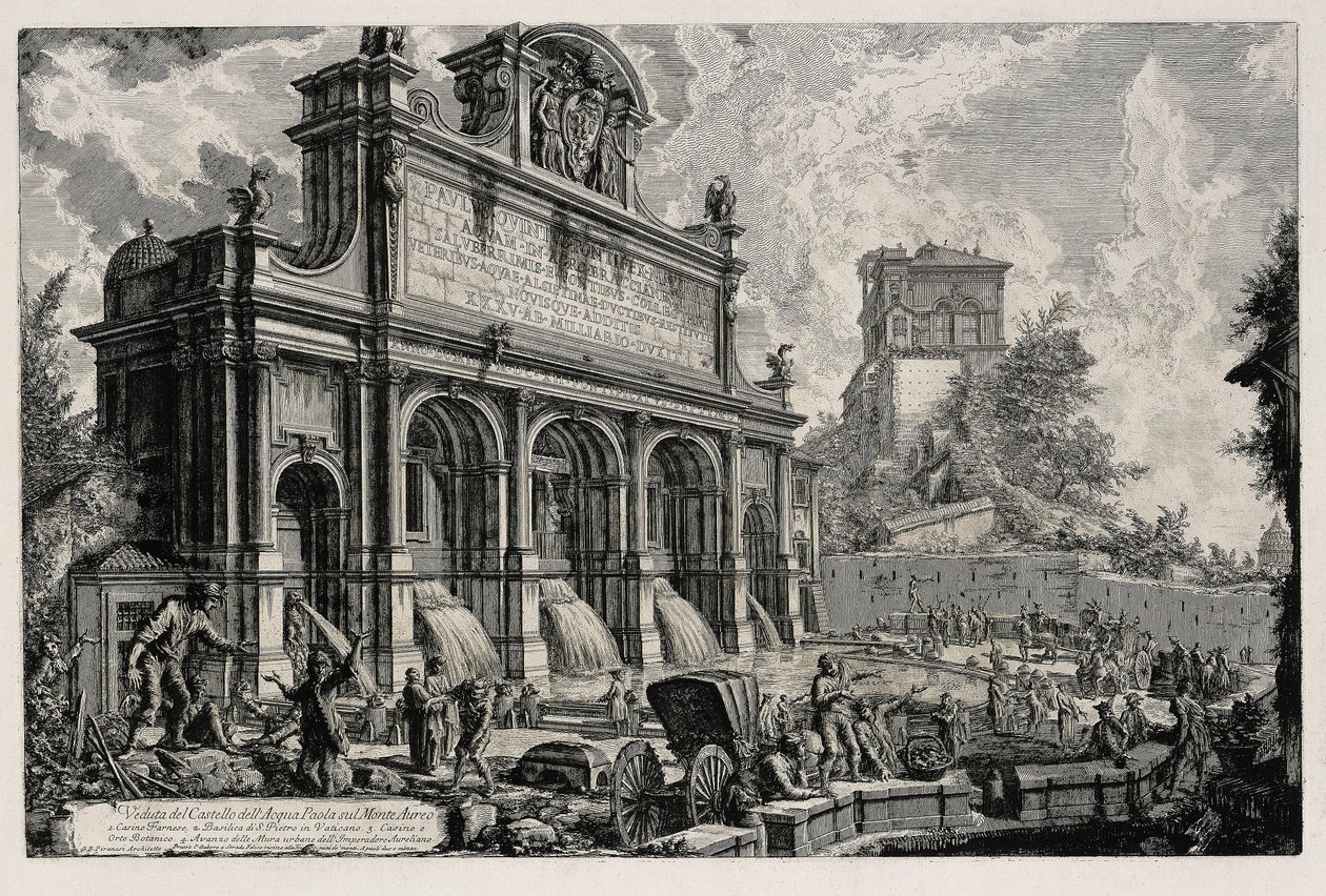Ansicht des Brunnenkopfes Acqua Paola auf dem Gianicolo (aus: Vedute di Roma) von Giovanni Battista Piranesi