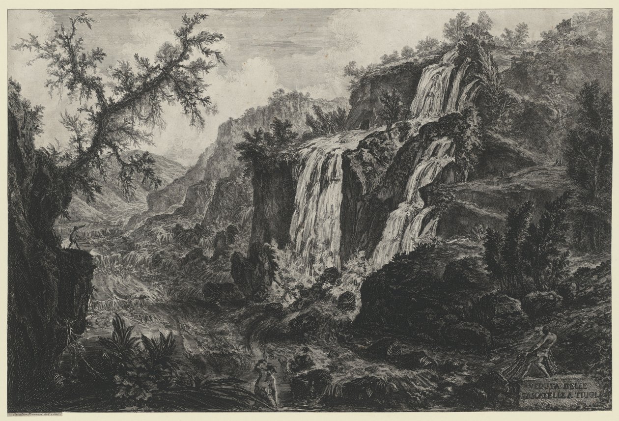 Ansicht des Wasserfalls in Tivoli von Giovanni Battista Piranesi