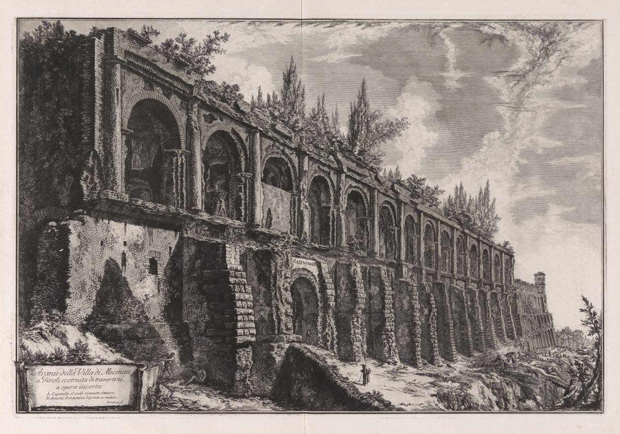 Überreste der Villa des Maecenas in Tivoli ... aus „Vedute di Roma“ von Giovanni Battista Piranesi