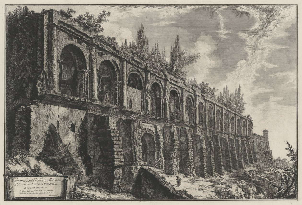 Überreste der Villa von Maecenas in Tivoli, aus Travertin in unregelmäßiger Bauweise errichtet von Giovanni Battista Piranesi